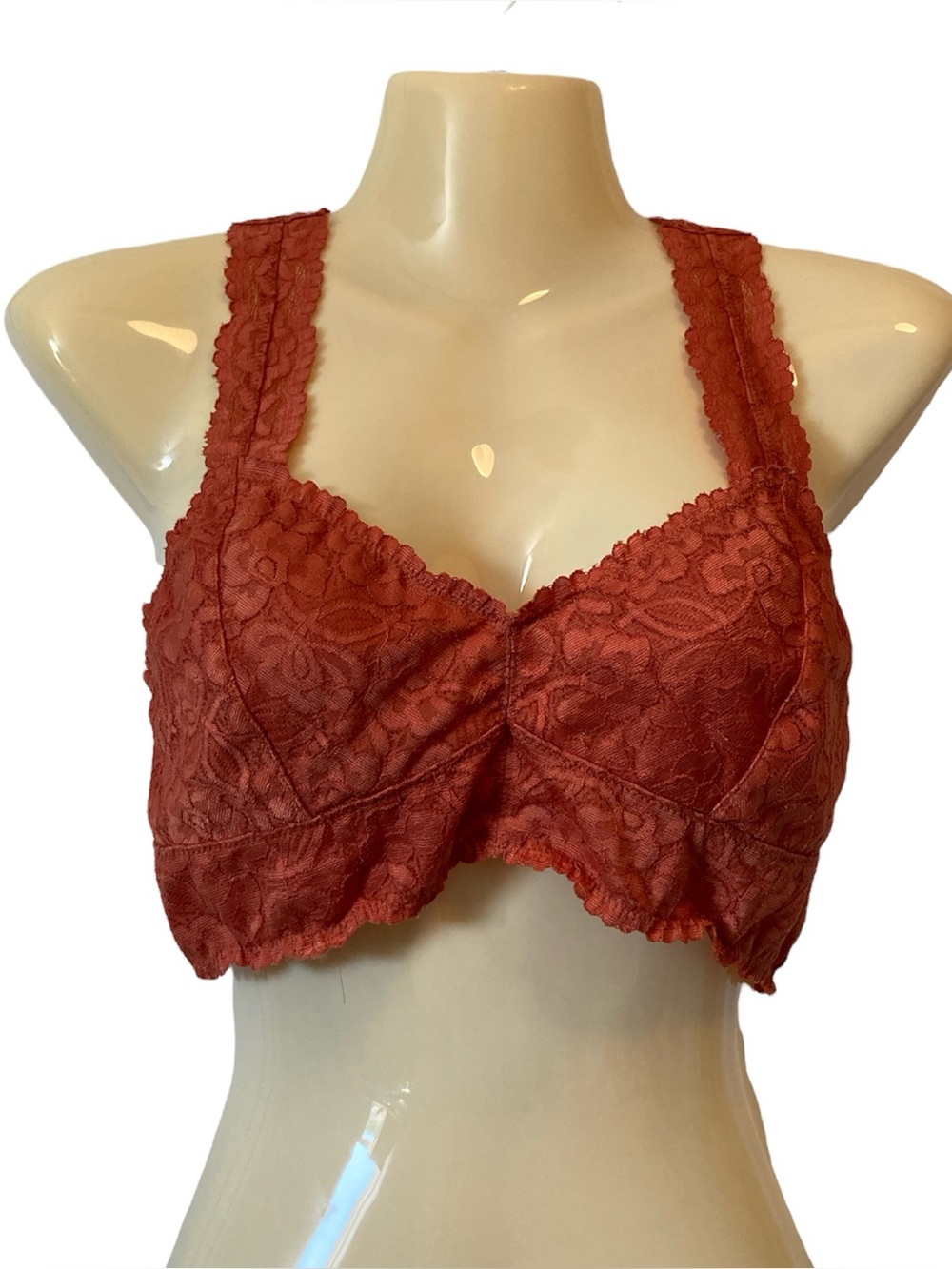 Free People Intimately Bralette Rust Lace Bohemian Cottagecore Racerback Medium